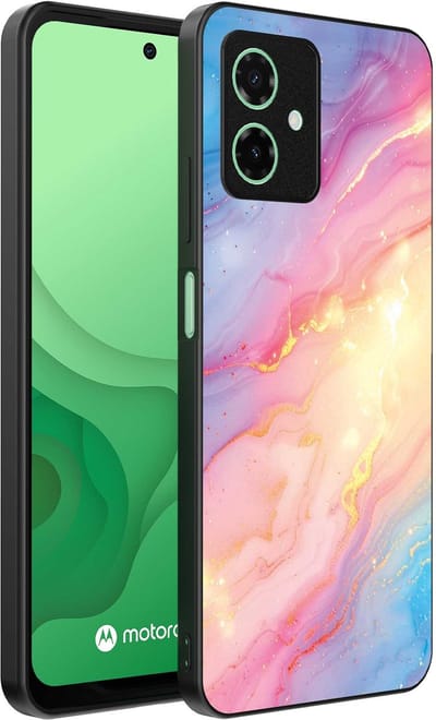 Smartphonica Telefoonhoesje Geschikt voor Motorola Moto G54 met Regenboog Glitter Marmer Opdruk - TPU Backcover Case Rainbow Glitter Marble Design geschikt voor Motorola Moto G54