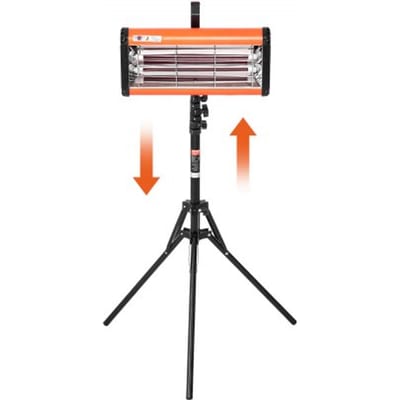 VEVOR infrarood uithardingslamp, handbediend/staand, dubbel gebruik, 2000 W, tijdinstelling van 0-90 min., automatische uithardingslamp met automatische verwarming en beugel, 32 m² spuit-/bakcabineverwarming