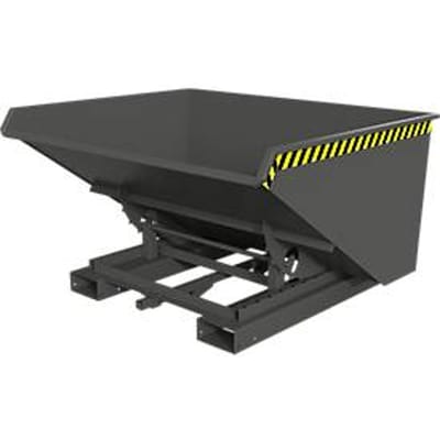 Automatische kantelbak Bauer type 4A 900, 3 ontgrendelingspunten, afrolsysteem, capaciteit 0,9 m³, tot 1000 kg, muisgrijs RAL 7005