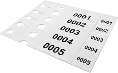 CombiCraft sleufetiketten genummerd 250x38mm met afscheurstrook wit - nummering 0001 t/m 0200 - per 200 etiketten