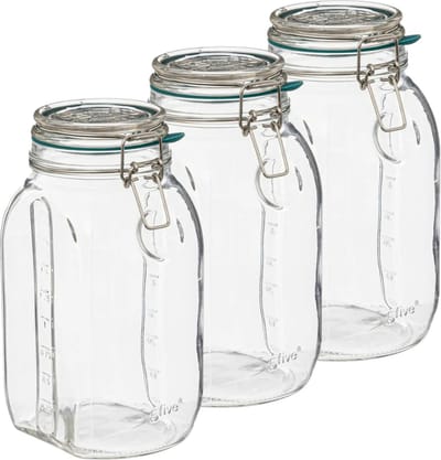 5Five Weckpot/inmaakpot Jarro - 3x - 2L - glas - beugelsluiting - D15 x H22 cm