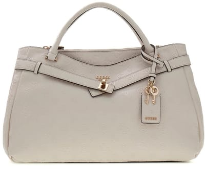 GUESS handtas schoudertas Ella Logo Girlfriend Satchel Stone Logo crème
