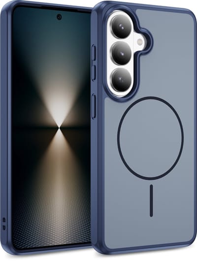 Casemania Hoesje Geschikt voor Samsung Galaxy S26 - Blauw - Magnetische Matte Back Cover - Minimalistische Telefoonhoesje Geschikt voor MagSafe