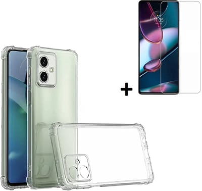 Geschikt voor Motorola Moto G14 Hoesje – Motorola Moto G14 Screenprotector – Moto G14 Hoesje Siliconen Transparant Shock Proof + Screenprotector
