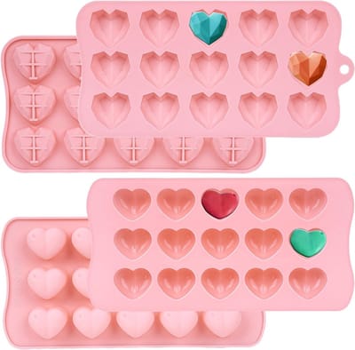2 Stuks Hartvormige Siliconen Bakvorm met 15 Caviteiten voor Chocolade, Mousse en Taartdecoratie, Flexibele Mould voor Bakken en Wax Gieten