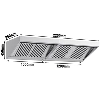 GGM Gastro Wandhaube - 2200mm - mit Filter & Lampe