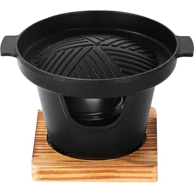 Mini BBQ Alcohol Stove Barbecue Grill Japans Een Persoon Kook Oven Afneembare Buiten BBQ Plaat Braden Vlees Gereedschap black