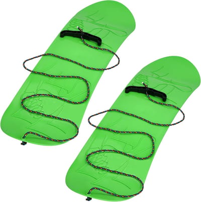 KOTARBAU® 2 stuks Speelgoed Snowboard, Kunststof, 68x20 cm, Groen, Sneeuw Slee, Plastic Glijder Sneeuw, zonder Binding, met Touw, Sneeuwglijder, Slee