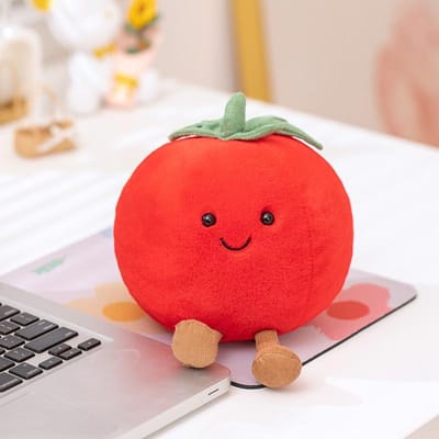 Schattig Brits Grappig Tomaat Pluche Speelgoed Perzik Pop Tomaat Pop Slapen met Kussen Meisjescadeau 12cm white