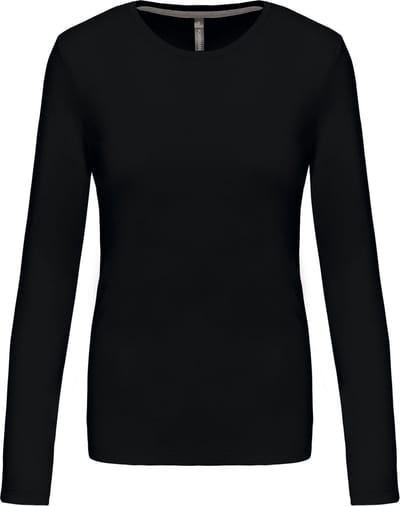 Kariban Dames T-shirt ronde hals lange mouwen K383 - Black - 3XL