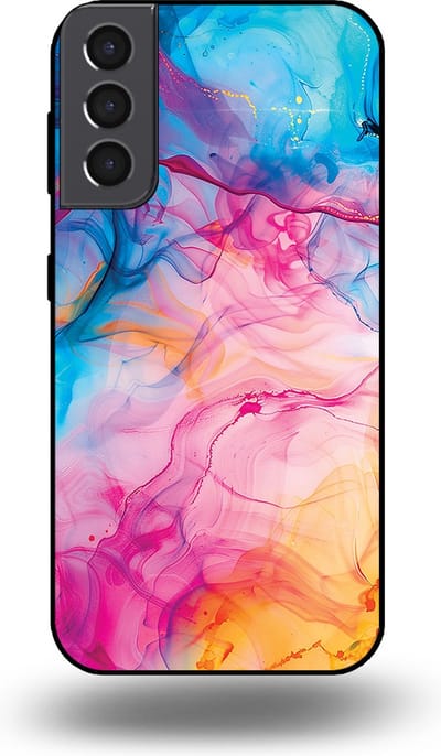 Smartphonica Telefoonhoesje Geschikt voor Samsung Galaxy S21 Plus met Regenboog Acryl Marmer Opdruk - TPU Backcover Case Rainbow Acrylic Marble Design geschikt voor Samsung Galaxy S21 Plus