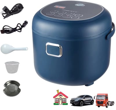 NAVOBIZ Compacte rijstkoker - Rice cooker - Multicooker - Elektrische kookpot - 2 liter inhoud - Antiaanbaklaag - 200 W - Blauw