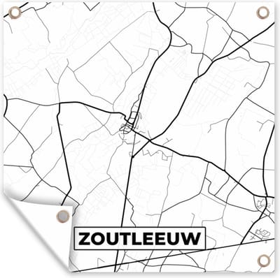 Tuin poster België – Zoutleeuw – Stadskaart – Kaart – Zwart Wit – Plattegrond - 200x200 cm - Tuindoek