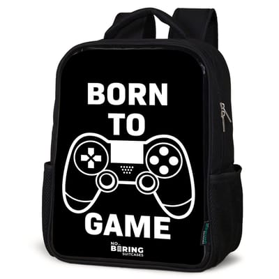 NoBoringSuitcases.com® - Rugzak zwart - Schooltas jongen & meisje - Born to game met controller - Rugtas voor school - Boekentas kind - Schoolrugzak - Kinderrugzak