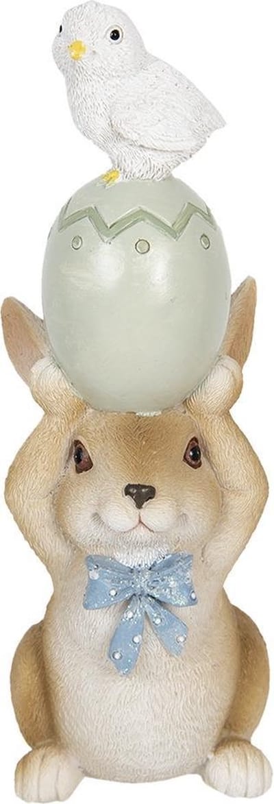 Clayre & Eef Beeld Konijn 8x6x17 cm Bruin Wit Polyresin Woonaccessoires