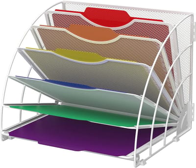 Bureaubladen Organizer - Documenten Houders - Papieren Sorteren - Waaiervormig Ontwerp - 6 Vakken - Wit