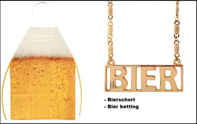 Bierset met bierschort en bier ketting - vaderdag bier verjaardag thema feest bierfeest terras festival BBQ apres ski biertje drinken fun vrijgezel strandparty