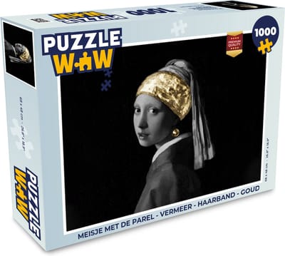 Puzzel Meisje met de parel - Vermeer - Haarband - Goud - Legpuzzel - Puzzel 1000 stukjes volwassenen