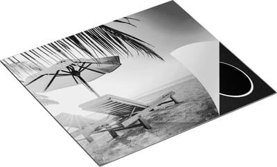Chefcare Inductie Beschermer Tropisch Strand tijdens Zonsondergang - Zwart Wit - 60x50 cm - Afdekplaat Inductie - Kookplaat Beschermer - Inductie Mat