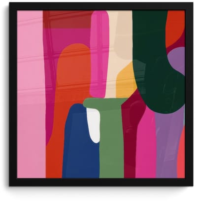 Poster in lijst - Fotolijst 40x40 cm - Posters - Kleurvakken - Recht - Rond - Abstract - Posterlijst zwart - Decoratie - Wanddecoratie woonkamer - Muurdecoratie slaapkamer