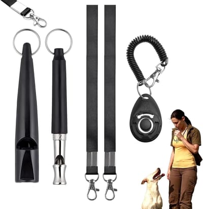 Set van 3 Hondenfluitjes met Verstelbare Toon en Clicker - Ideaal voor Puppy Training Thuis en Buiten met Lanyard