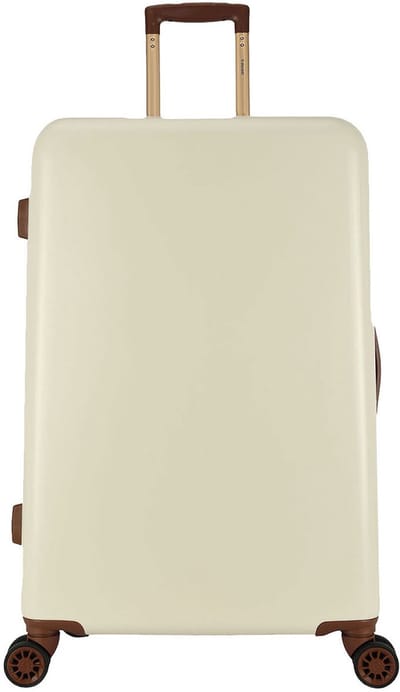 Decent RETRO Grote maat koffer 76x48x30 – Reiskoffer met wielen - Lichtgewicht koffer – Reiskoffer groot - Veilig TSA Cijferslot – White