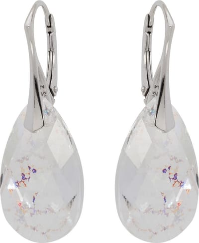 DBD - Goud Vergulde Zilveren Oorbellen - Druppel Swarovski Kristal Elements - Wit Patina - 22MM - Anti Allergisch