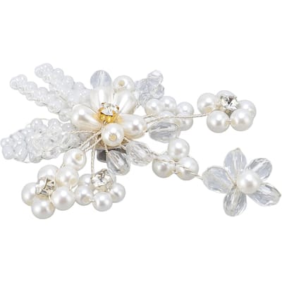 Clip de Chaussure Perle Femmes Talons de Mariée Boucles Amovibles Décoration Florale Breloques Accessoires Blanc white
