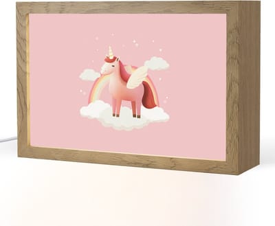 Nachtlampje 30x20 cm - Kinder lampje - Eenhoorn - Vleugels - Roze - Regenboog - Tafellamp kinderkamer - Slaapkamer lamp - Bedlamp kinderen - Kinderlampje stopcontact - Wandlamp babykamer - Nachtlampjes