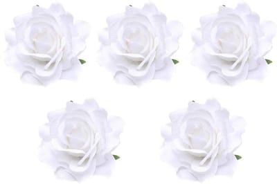 Doek Bloem Broche - Kunstbloem Corsage - Bruiloft Decoratie - Levensechte Rozen - 10 CM - Wit