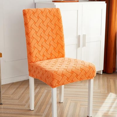 Pluche jacquard elasticiteit stoelhoes hoge rug universele maat rotan stoelhoezen voor eetkamer keuken kantoor thuis 1 pc orange
