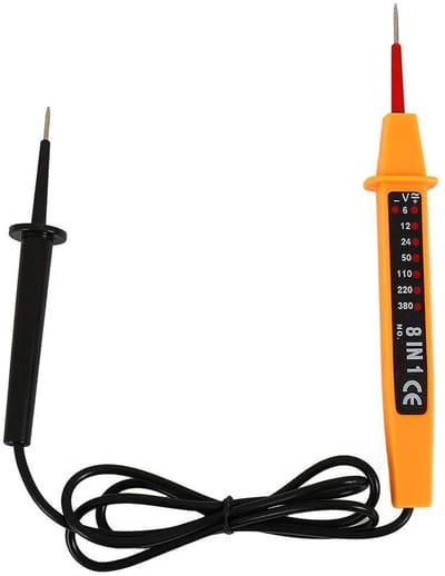 8-in-1 Spanningstester: AC/DC Voltage Meter 6-380V met Polariteitsmeting