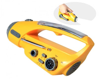 Noodradio - Radio Opwindbaar - 1000 mAh - Noodradio Solar Opwindbaar - Survival Noodpakket - Zaklamp Oplaadbaar - Opwindbare Zaklamp - Led Knijpkat met Dynamo Opwindbaar