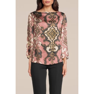 Summum Woman Top Flare Sleeves Ornament Print Antique Pink Maat: 34 | Blouses Outlet | Dames | Roze