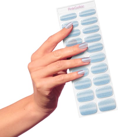 Pink Gellac UV Nagelstickers - Gellak Stickers 0026 Cat Eye Misty Blue - Nail Art Gel Stickers voor Nagels - 20 stuks in 10 maten
