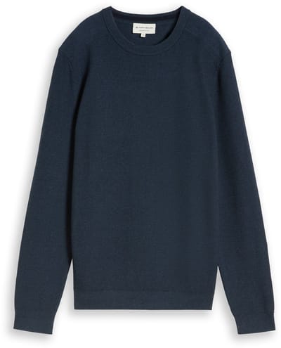 Tom Tailor - Gebreide trui van katoen - Maat M - mouline blue navy