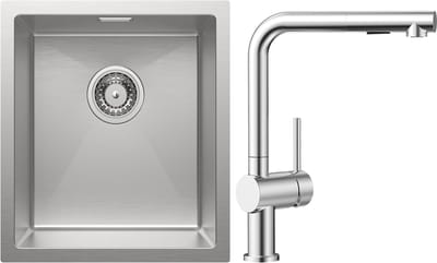 CECIPA max Spoelbak Keuken 40x44CM - Spoelbakken Keuken Met Uittrekbare Uitloop Keukenkraan - Wasbak Keuken - Enkele Spoelbak - Spoelbakken met afdruip - RVS