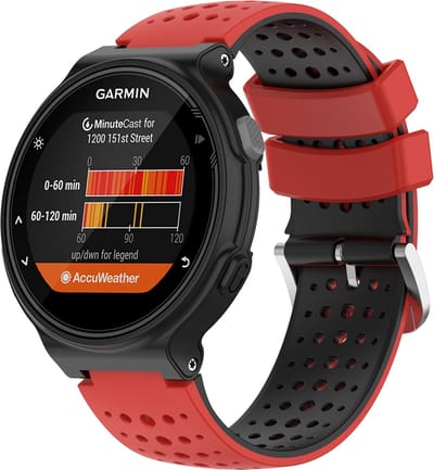 By Qubix - Siliconen Dot Pattern bandje - Rood + zwart - Geschikt voor Garmin Forerunner 220 / 230 / 235 / 620 / 630 / 735 (XT)
