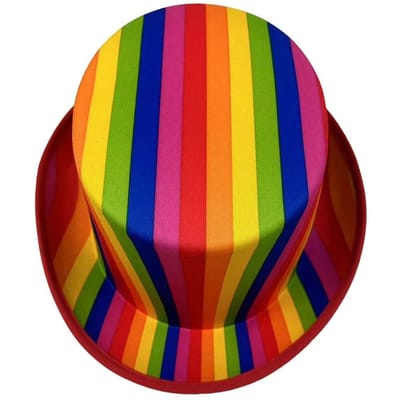 Nouveau Chapeau Haut de Forme Arc-en-ciel Rayé Coloré Chapeau Magique Léger Chapeau de Costume de Fête Po Accessoire