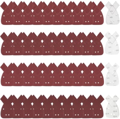 40 Stuks Schuurpapier voor Detail Sanders, 4 Gaten, Schuurdriehoeken, Diverse Korrelgroottes 40/60/80/120 voor Precisie Schuren en Afwerking