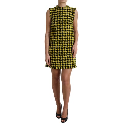 Hondstooth Mini Jurk Mouwloze Shift Jurk