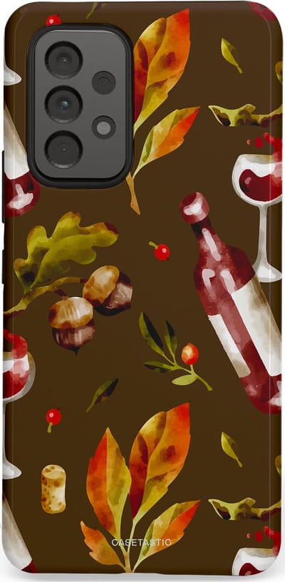 Casetastic Hoesje Geschikt voor Samsung A53 - Stijlvolle Beschermende Duo-layer Case - Rode Wijn Bladeren