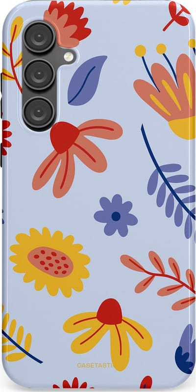 Casetastic hoesje geschikt voor Samsung Galaxy S23 FE - Dubbellaagse bescherming - Bloemenval - Fashion Case - Lavendel Goud Terracotta