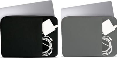 Coverzs bundel van 2 Laptop hoezen - Geschikt voor 15,6 inch & 17 inch - Grijs & Zwart - Waterafstotende hoes - geschikt voor macbook hoes met ritssluiting - Zachte laptop hoes