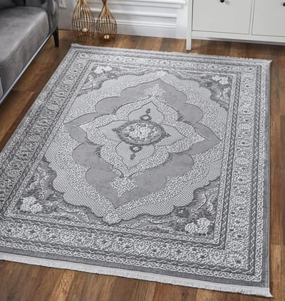 FLANDERS - Grijs - 120x180cm, Laagpolig vloerkleed met franjes