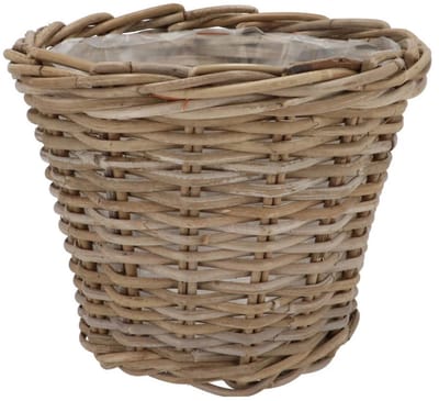 DK Design Plantenmand/aardappelmand tafelmodel - Ivy - met handvatten - rotan - B23 x H20 cm - binnen/buiten