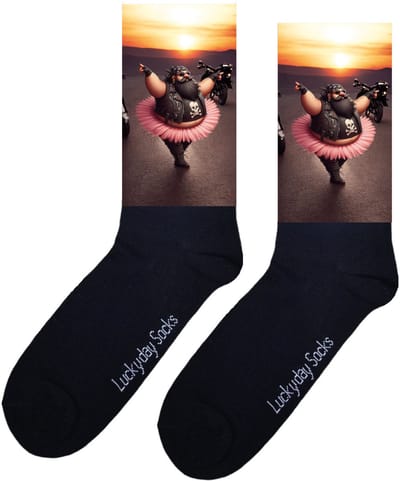 LuckyDay Socks - Motor biker - Leukste Vaderdag cadeau - Grappige sokken - Ballerina - Origineel Vaderdag cadeau - Verjaardag cadeau - Trend nu - Motor toeren - Vrolijke sokken - Cadeautje - Grappig cadeau - Kerstcadeau - Socks maken Happy - Maat 37-