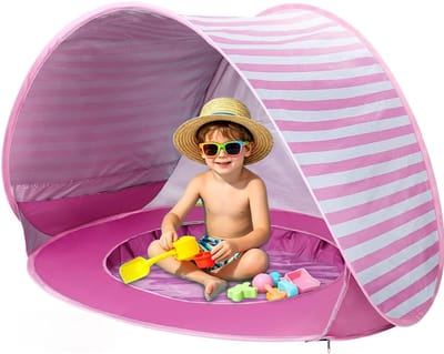 ZMR® Strandtent Baby - Strandtent Pop Up - Tent Baby - Roze - 120cm x 80cm x 70cm