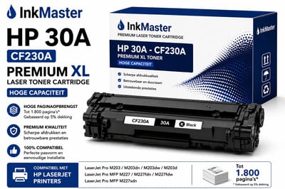 Inkmaster premium XL Laser toner cartridge voor HP 30A - CF 230A | Geschikt voor Laserjet M203D, M203DN, M203DW, MFP M227FDN, MFP M227FDW, MFP M227SDN