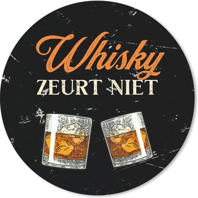 Muismat rond 20x20 cm - Mousepad Whisky - Glazen - Vintage - Ronde muismatten - Cadeau voor man